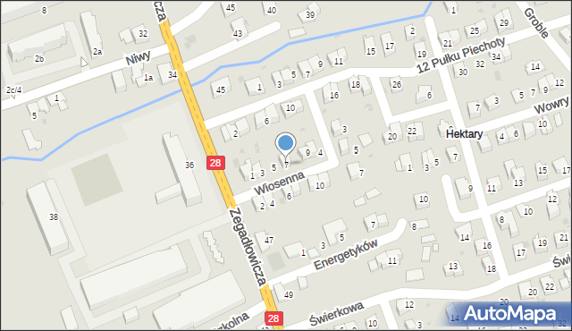 Wadowice, Wiosenna, 7, mapa Wadowice