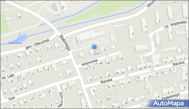 Wadowice, Wiśniowa, 3, mapa Wadowice