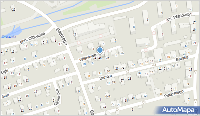 Wadowice, Wiśniowa, 4a, mapa Wadowice