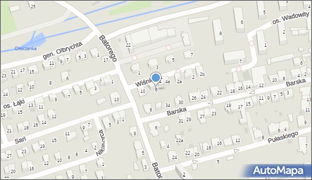 Wadowice, Wiśniowa, 6, mapa Wadowice