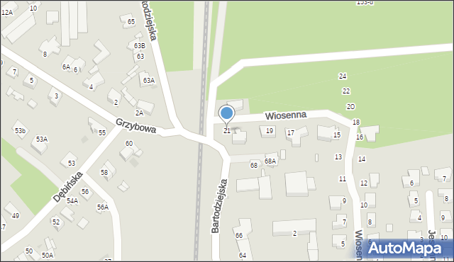Wągrowiec, Wiosenna, 21, mapa Wągrowiec