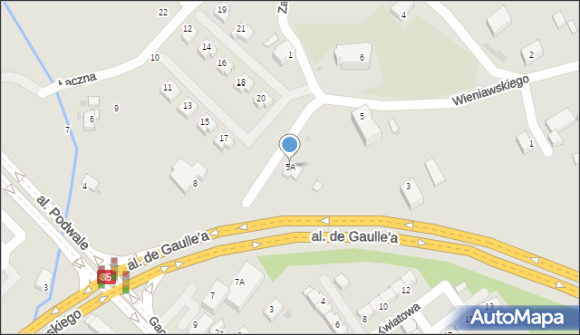 Wałbrzych, Wieniawskiego Henryka, 5A, mapa Wałbrzycha