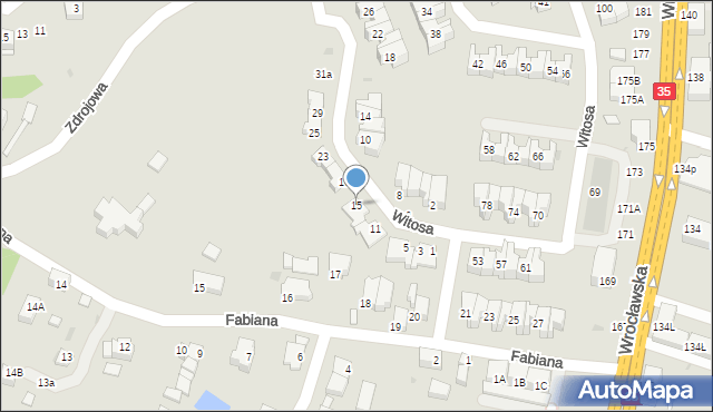 Wałbrzych, Witosa Wincentego, 15, mapa Wałbrzycha