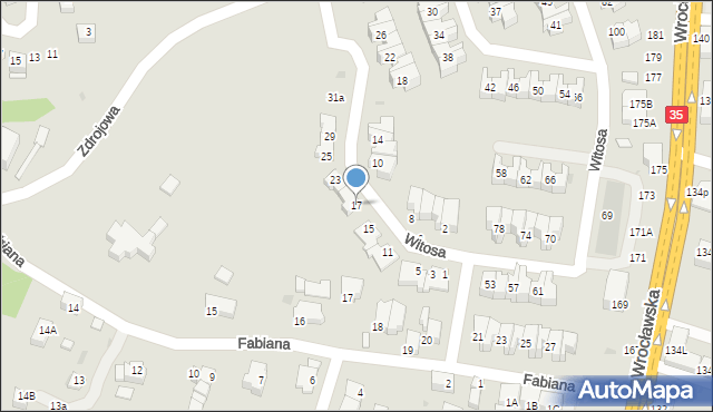 Wałbrzych, Witosa Wincentego, 17, mapa Wałbrzycha