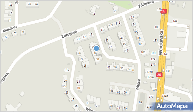 Wałbrzych, Witosa Wincentego, 36, mapa Wałbrzycha