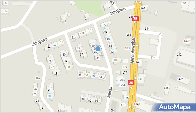 Wałbrzych, Witosa Wincentego, 43, mapa Wałbrzycha