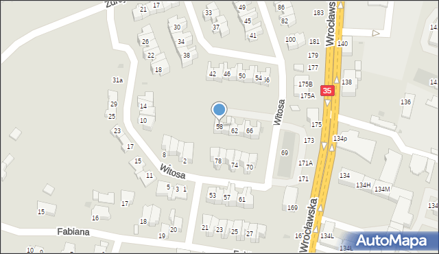 Wałbrzych, Witosa Wincentego, 58, mapa Wałbrzycha