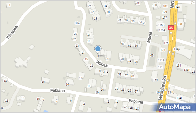 Wałbrzych, Witosa Wincentego, 8, mapa Wałbrzycha