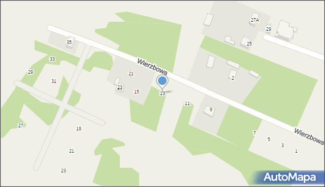 Wanaty, Wierzbowa, 13, mapa Wanaty
