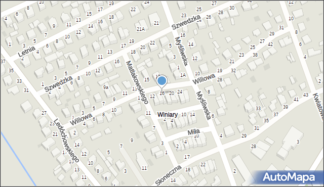 Warka, Willowa, 16, mapa Warka