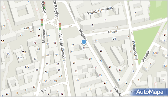 Warszawa, Wiejska, 21, mapa Warszawy