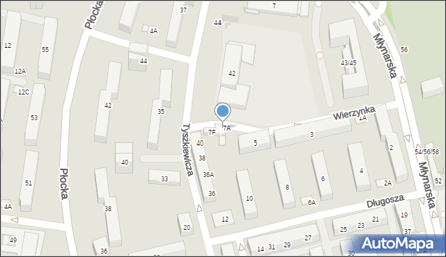Warszawa, Wierzynka Mikołaja, 7B, mapa Warszawy