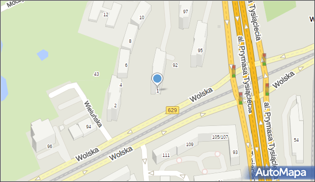 Warszawa, Wieluńska, 1, mapa Warszawy