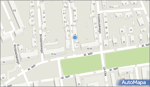 Warszawa, Wieniawskiego Henryka, 2a, mapa Warszawy