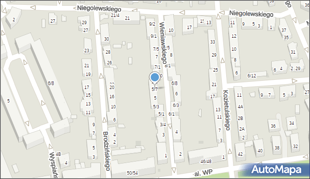 Warszawa, Wieniawskiego Henryka, 5/7, mapa Warszawy