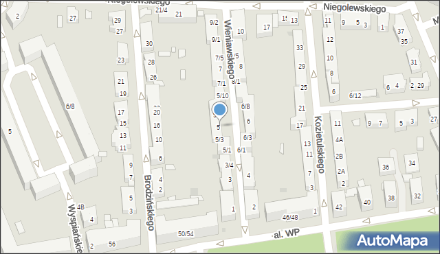 Warszawa, Wieniawskiego Henryka, 5d, mapa Warszawy