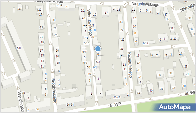Warszawa, Wieniawskiego Henryka, 6d, mapa Warszawy