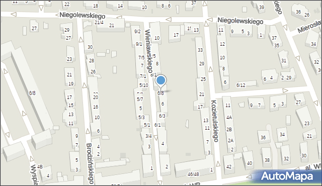 Warszawa, Wieniawskiego Henryka, 6g, mapa Warszawy