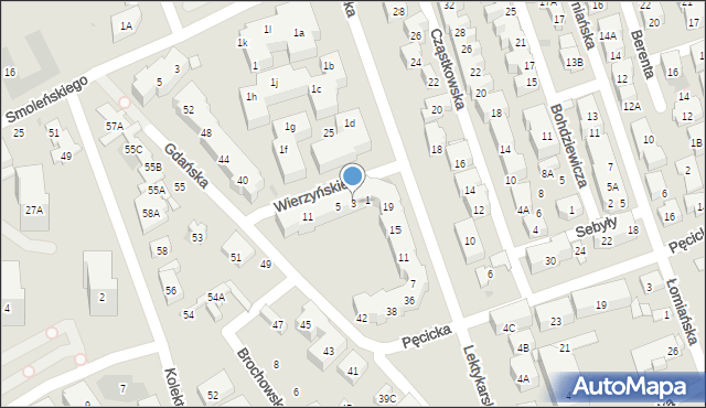 Warszawa, Wierzyńskiego Kazimierza, 3, mapa Warszawy