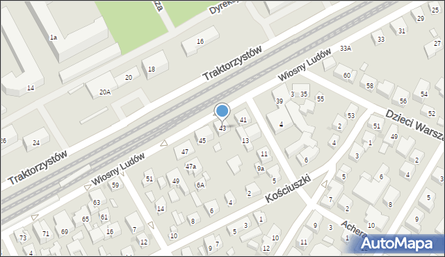 Warszawa, Wiosny Ludów, 43, mapa Warszawy