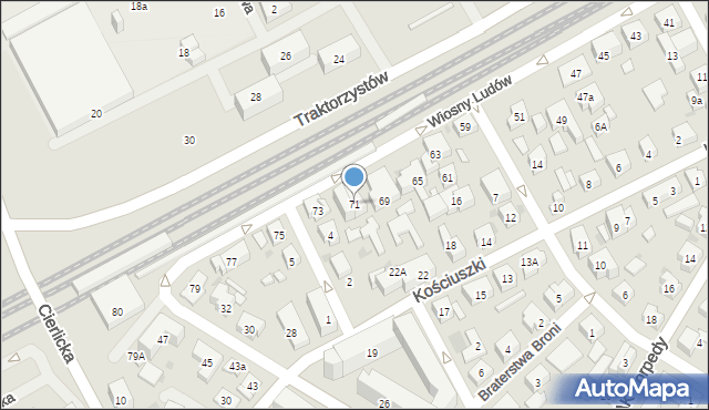Warszawa, Wiosny Ludów, 71, mapa Warszawy