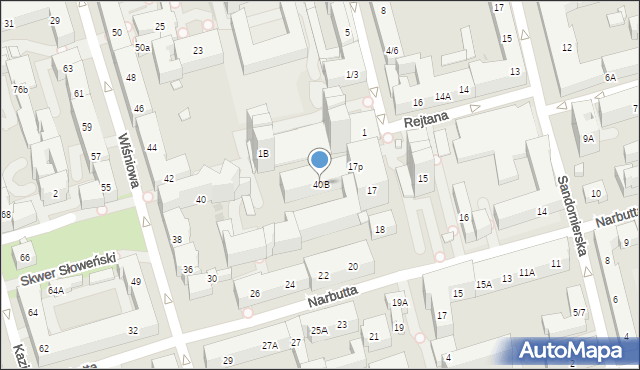 Warszawa, Wiśniowa, 40B, mapa Warszawy