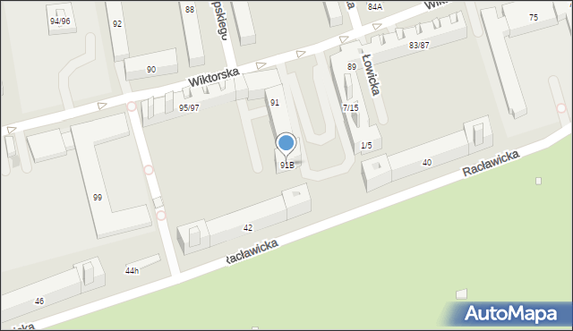 Warszawa, Wiktorska, 91B, mapa Warszawy