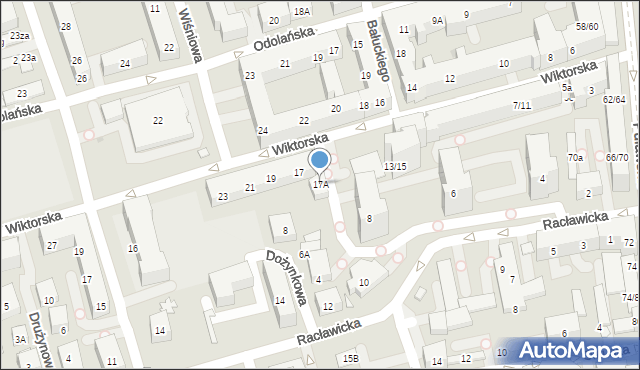 Warszawa, Wiktorska, 17A, mapa Warszawy