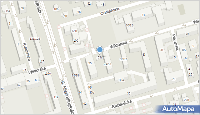 Warszawa, Wiktorska, 53a, mapa Warszawy