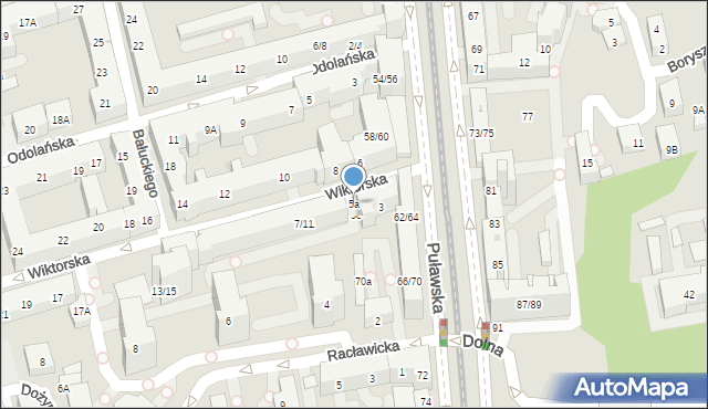 Warszawa, Wiktorska, 5a, mapa Warszawy