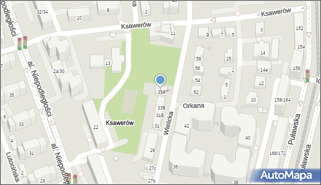 Warszawa, Wielicka, 33A, mapa Warszawy