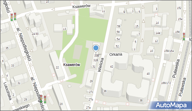 Warszawa, Wielicka, 33B, mapa Warszawy