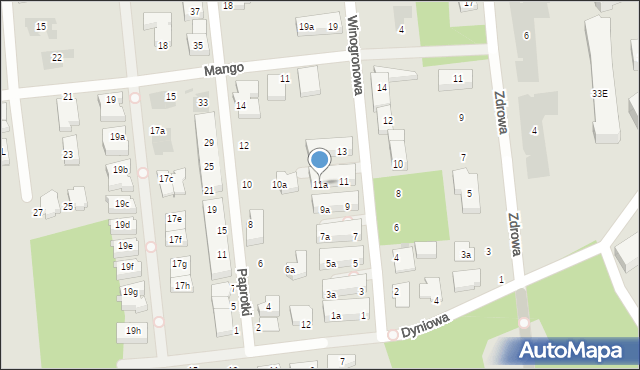 Warszawa, Winogronowa, 11a, mapa Warszawy