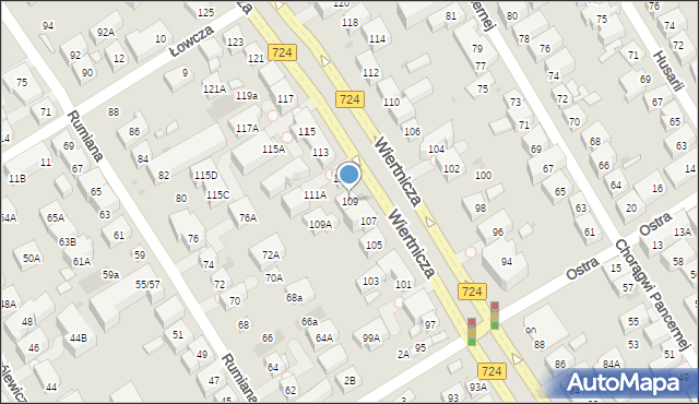 Warszawa, Wiertnicza, 109, mapa Warszawy