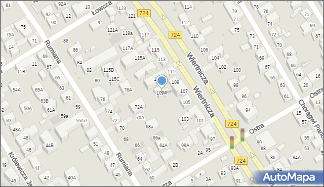 Warszawa, Wiertnicza, 109A, mapa Warszawy