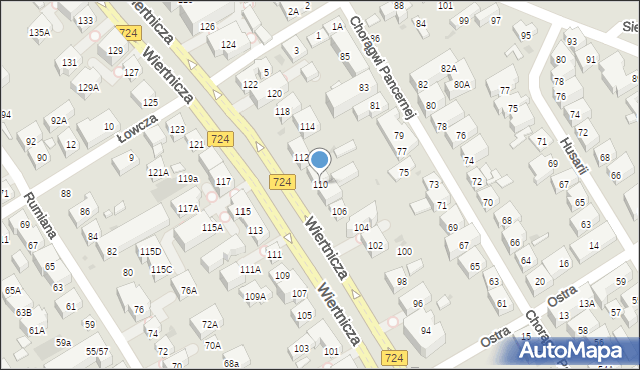 Warszawa, Wiertnicza, 110, mapa Warszawy