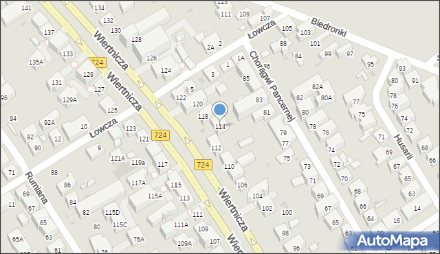 Warszawa, Wiertnicza, 114, mapa Warszawy