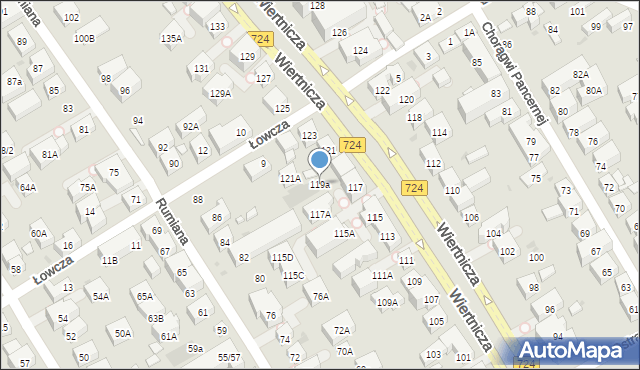 Warszawa, Wiertnicza, 119a, mapa Warszawy