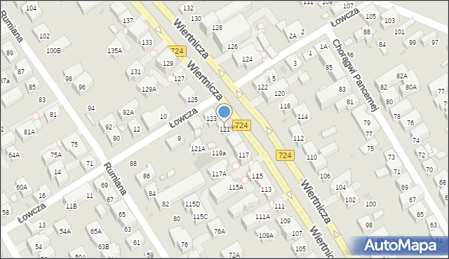 Warszawa, Wiertnicza, 121, mapa Warszawy