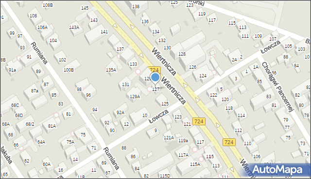 Warszawa, Wiertnicza, 127, mapa Warszawy