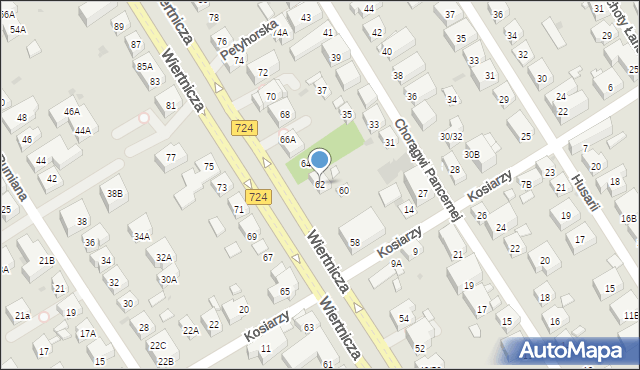 Warszawa, Wiertnicza, 62, mapa Warszawy