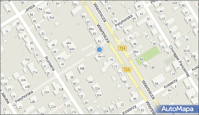 Warszawa, Wiertnicza, 77, mapa Warszawy