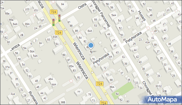 Warszawa, Wiertnicza, 78, mapa Warszawy