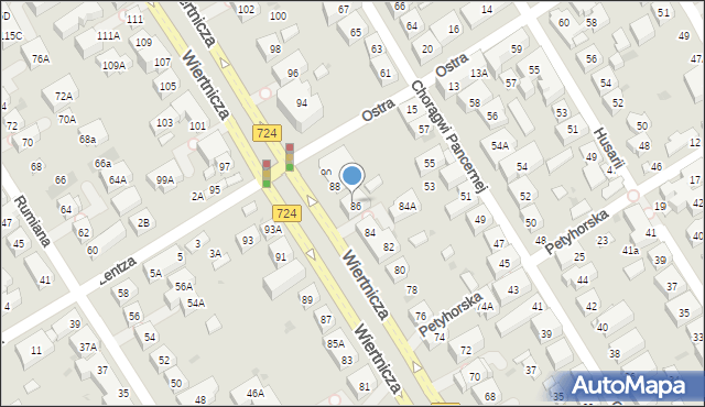 Warszawa, Wiertnicza, 86A, mapa Warszawy