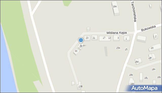 Warszawa, Wiślana Kępa, 25, mapa Warszawy