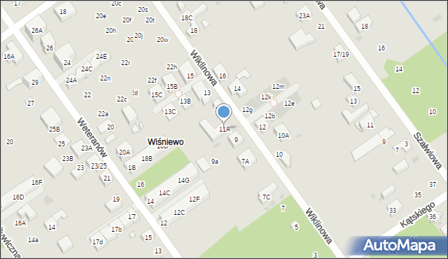 Warszawa, Wiklinowa, 11A, mapa Warszawy