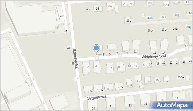 Warszawa, Wiśniowy Sad, 1, mapa Warszawy