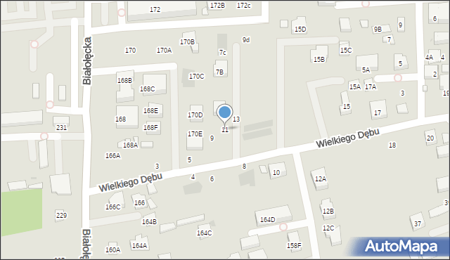 Warszawa, Wielkiego Dębu, 11, mapa Warszawy