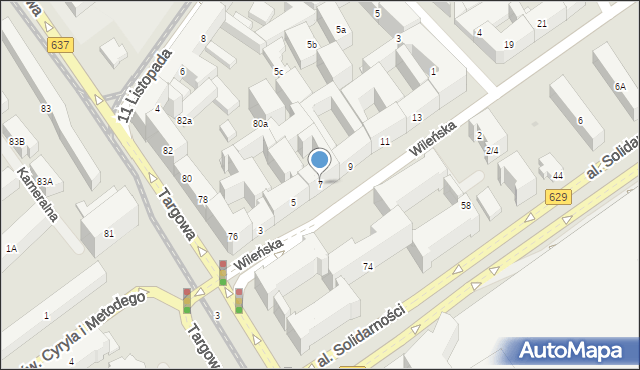 Warszawa, Wileńska, 7, mapa Warszawy