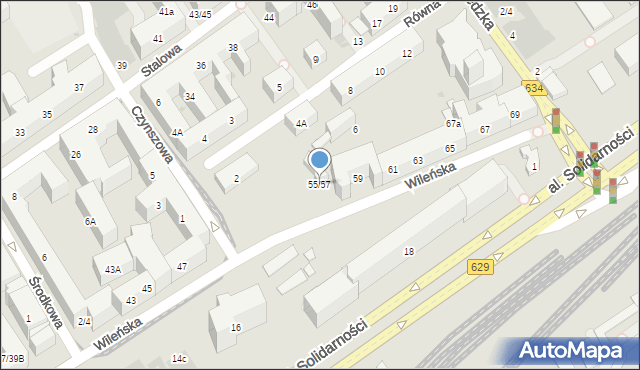 Warszawa, Wileńska, 55/57, mapa Warszawy
